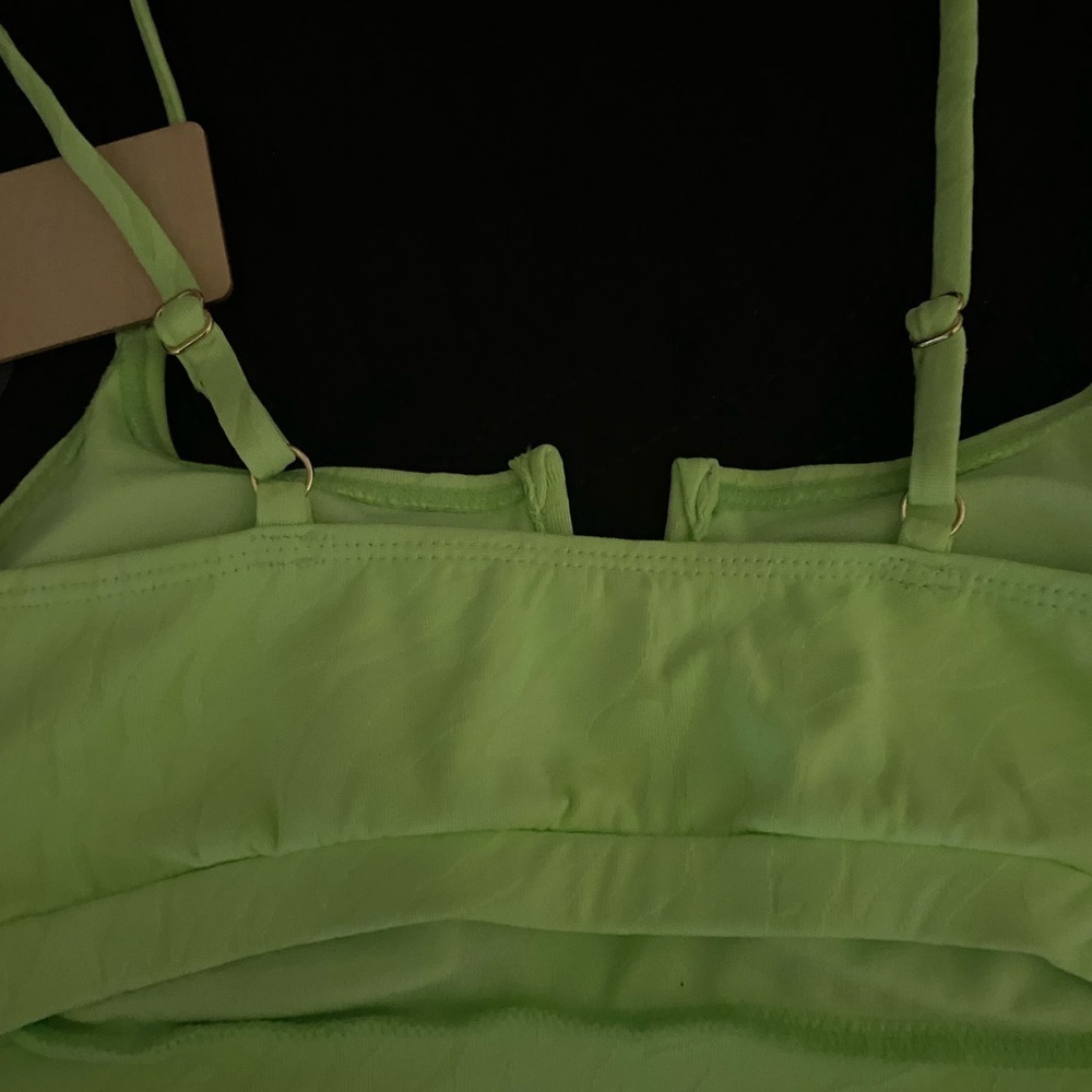 Cabana del Sol Y2K Retro High Rise Vibrant Lime Green Textured Bikini Set Small - Picture 8 of 10